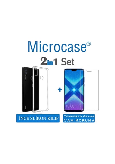 Microcase Huawei Honor 8X Ince 0.2 Mm Soft Silikon Kilif + Cam 288817415 - Seçenek / Cam Koruma-Tempered Glass Istemiyorum