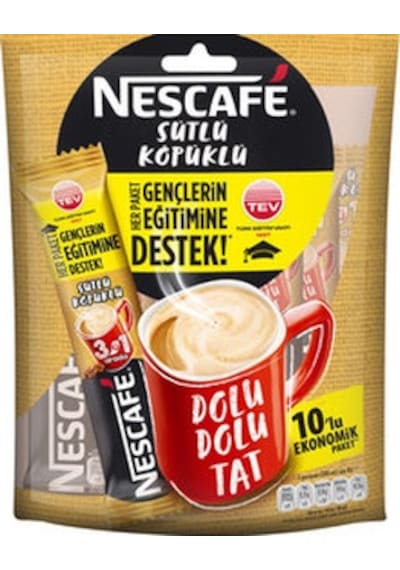 Nescafé 3'ü 1 Arada Sütlü Köpüklü 10 x 17.4 G