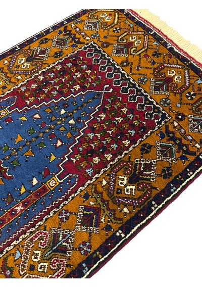 El Dokuma Sıfır Büyük Yahyalı Namazlık 84x160 Kök Boya %100 Yün Seccade Lacivert