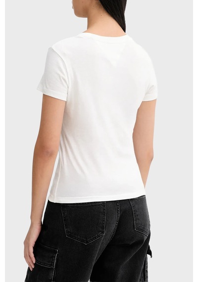Tommy Jeans Logolu Pamuklu Bisiklet Yaka T Shirt Bayan T Shirt Dw0dw21841 Ybl Beyaz