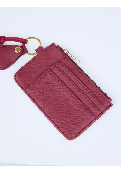 Jimmy Key Bordo Deri Görünümlü İp Detaylı Fermuarlı Cüzdan 5ww365930562