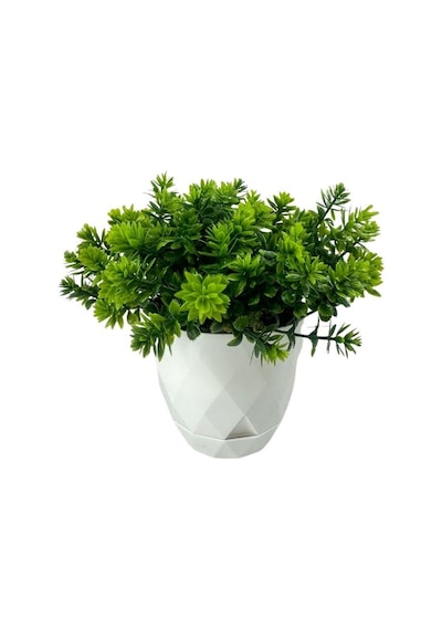 Yapay Çiçek Beyaz Saksıda Lotus Dekoratif Masa Çiçeği 15cm