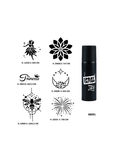 Mandala Spray Tattoo Geçici Dövme Seti Dark Siyah Sprey