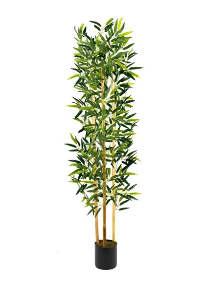 Yapay Çiçekçiniz Yapay Yoğun Yapraklı Dekoratif Bambu Ağacı 3 Gövde 150cm
