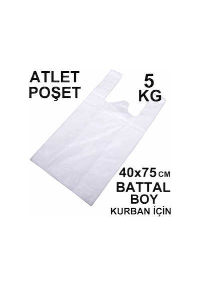 Beyaz Atlet Poşet Battal Boy 40x75 Cm 5 Kg Kurban