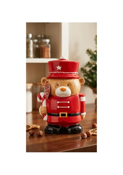 Kırmızı Ayıcık Nutcracker Bear Seramik Kavanoz