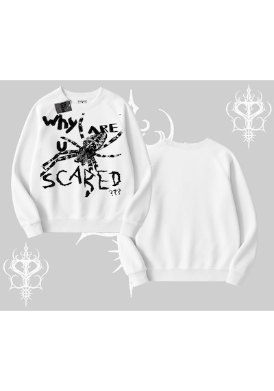 Startmore Beyaz Biskilet Yaka Sweatshirt Why Are U Scared Beyaz