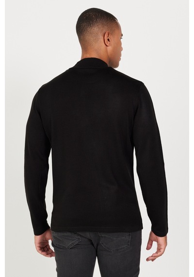 AC&Co / Altınyıldız Classics Erkek Siyah Standart Fit Normal Kesim Yarım Balıkçı Yaka Triko Kazak Siyah AC&Co / Altınyıldız Classics Erkek Siyah Standart Fit Normal Kesim Yarım Balıkçı Yaka Triko Kazak Siyah
