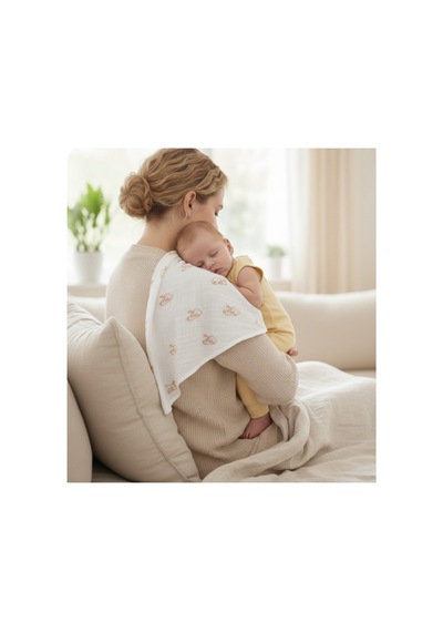 4 Lü Tek Kat Müslin 50x50 Cm Anne Bebek Omuz Mendili %100 Organik Pamuk Müslin - 882046171