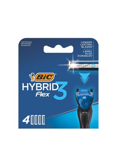 Hybrid 3 Flex 4'lü Yedek Tıraş Bıçağı Kartuşu, 3 Nano Teknolojik Titanyum Bıçak, E Vitaminli Geniş Kayganlaştırıcı Band
