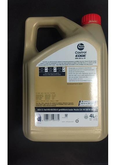 Edge 0w-20 Ll Iv 4 Litre Motor Yağı