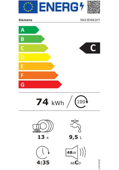 Siemens SN23EW62KT 6 Programlı 13 Kişilik Bulaşık Makinesi