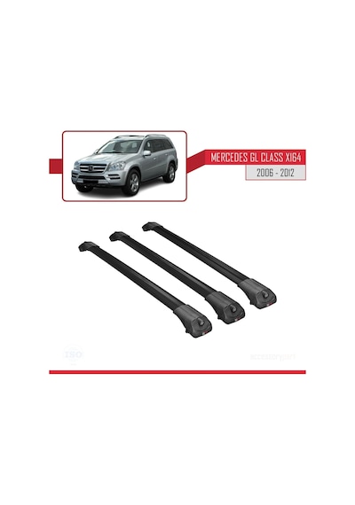 Mercedes Gl Class X164 2006-2012 Arası İle Uyumlu Ace-1 Ara Atkı Tavan Barı Siyah 3 Adet Bar