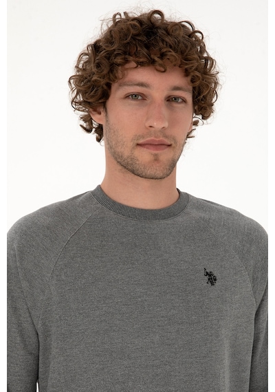 U.S. Polo Assn. Erkek Regular Fit Bisiklet Yaka Antrasit Melanj İnce Basic Sweatshirt 50313752-VR081