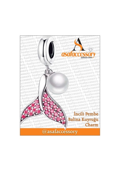 Pembe Taşlı İncili Balina Kuyruğu Charm Asafaccessory
