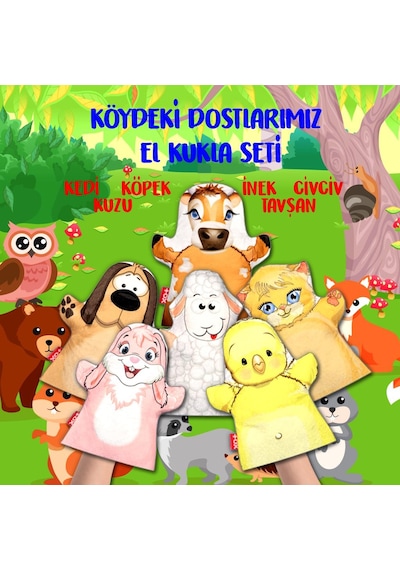6 Parça Tox Köydeki Dostlarımız El Kukla Set Eğitici Oyuncak