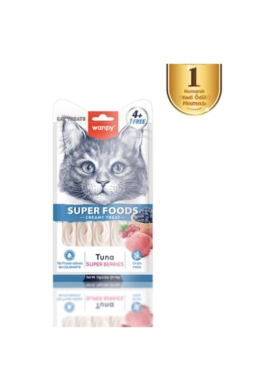 Wanpy Superfood Ton Balıklı, Yaban Mersini & Kızılcıklı Krema Kedi Ödülü 5 14 Gr
