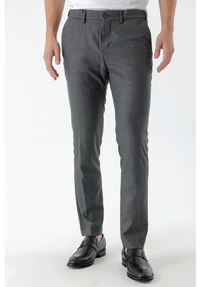 Morven Erkek Siyah Beard Desenli Slim Fit Classic Pantolon Siyah