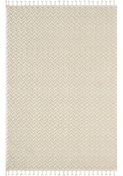 Wool Wl009a Beyaz Modern Desen Kabartmalı Doku Pamuk Tabanlı Kaymaz Halı-783 Beyaz