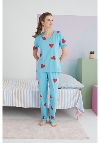 Siyah İnci Pamuklu Örme Pijama Takım 24117057 Çok Renkli