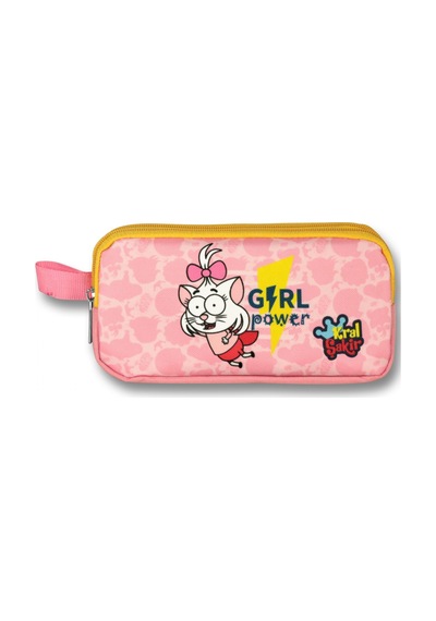 Ümit Çanta Kral Şakir Girl Power İki Bölmeli Kız Çocuk Kalem Çantası - Pembe/sarı