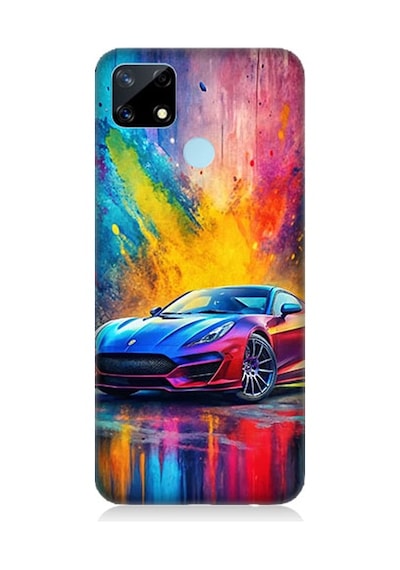 Realme C17 Uyumlu Renkli Spor Araba Desenli Silikon Kılıf