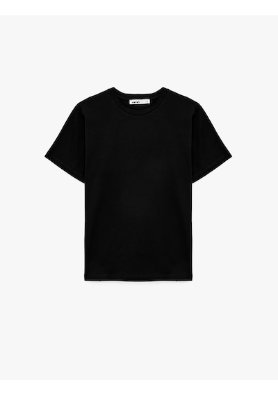 Koton Pamuklu Kısa Kollu Bisiklet Yaka Oversize Basic Tişört Siyah 6sak50170ek Siyah