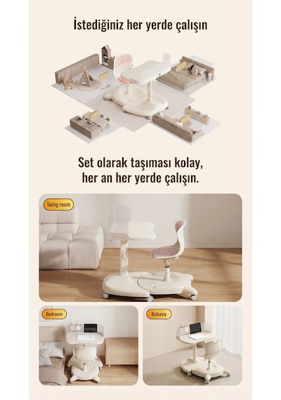 Sfyzone Pro Plus Mobil Çalışma Masası Mavi Beyaz
