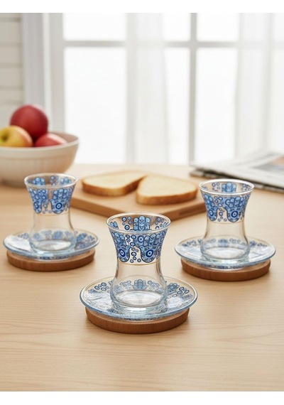 Topkapı 6 Kişilik Çay Seti, French Press Hediyeli, 9 Farklı Osmanlı Desenli Çay Bardağı Takımı 6, Topkapı Bon Diğer