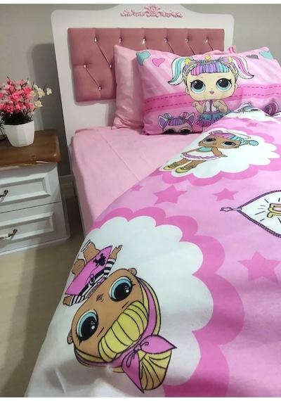 Lionas Tek Kişilik Lol Bebek Nevresim Takımı Çarşafı Lastikli Pembe