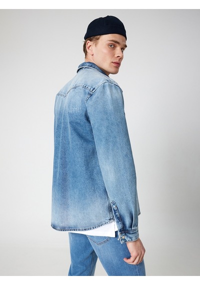 Slim Fit Erkek Gömlek U.kol Mavi