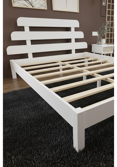 Renazzo Lotus X Masif Ahşap Karyola Beyaz 180x200 Beyaz - 180 X 200