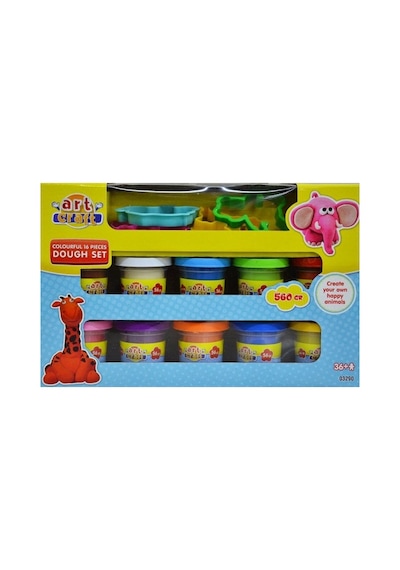 03290 16 Parça Hamur Seti-rengarenk / 560 Gr Çok  Renkli