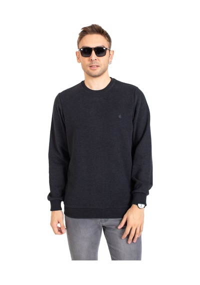Erkek Klasik Regular Kalıp Pamuklu Selanik Yuvarlak Yaka Sweatshirt 1111-Füme-Füme