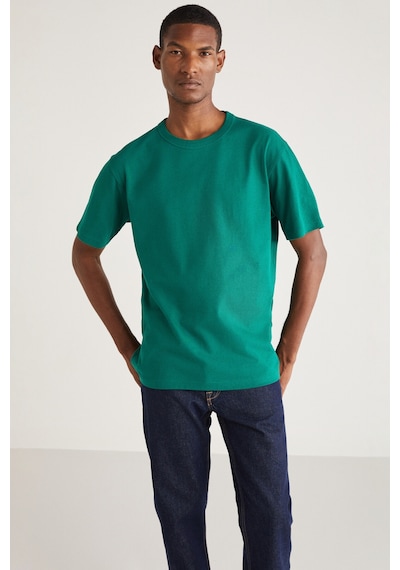 Grimelange Astons Erkek Relaxed %100 Organik Pamuk Kalın Süprem Dokuma Yeşil T-shirt Yeşil