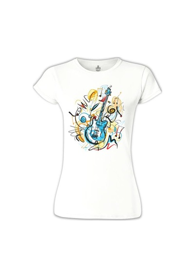 Gitar - Kandinsky Beyaz Kadın Tshirt 001