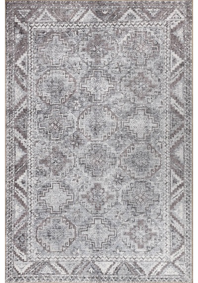 Artloop Stonart Eskitme Vintage Desenli Gri Otantik Yıkanabilir Şönil Halı Al 445 Gri 1