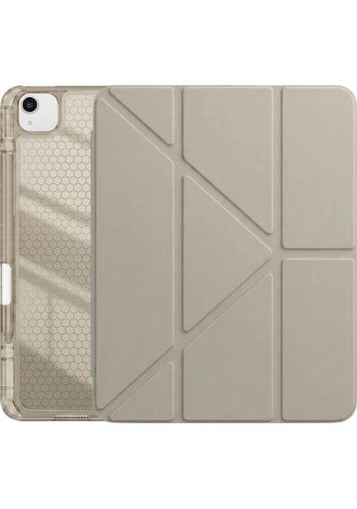 Ps Apple Uyumlu iPad Air 13 İnç M4 / M3 / M2 Tri Folding Standlı Kılıf - Bej Kapaklı Kılıf