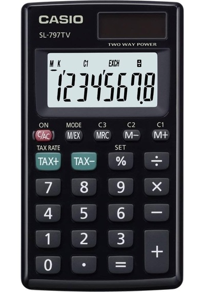 Sl-797tv-bk-w-dp Pratik Hesap Makinesi Siyah Çok Renkli