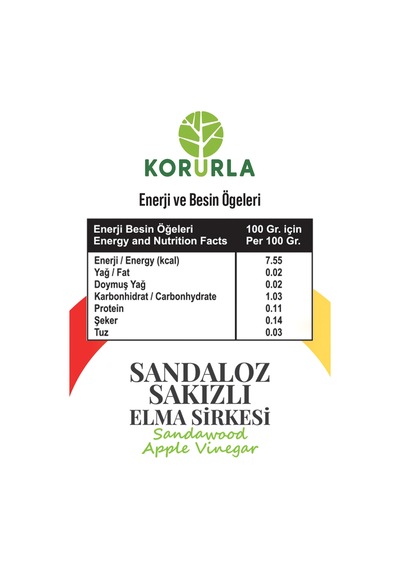 Sandaloz Sakızlı Elma Sirkesi Doğal Fermantasyon Sandalwood Apple Vinegar 500 Ml