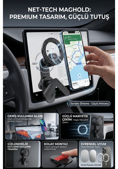 Nettech Nt-chc42 Magsafe Etkili Ekran Yanı Telefon Tutucu Nt-115652 Siyah