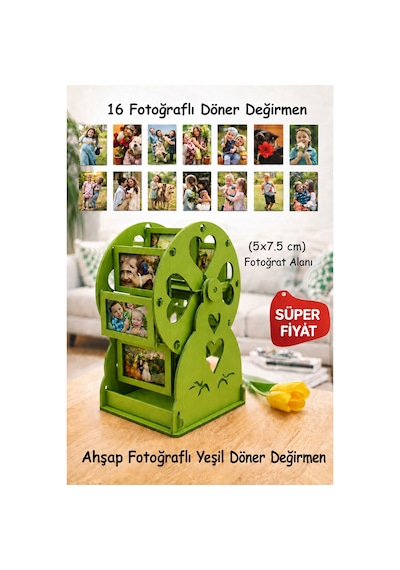 Ahşap Fotoğraflı Değirmen Yeşil