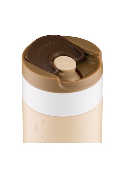 Dopper Travel Mug Yalıtımlı Termos Bardak 400 Ml - Toprak Kahvesi Açık Kahve / Beyaz
