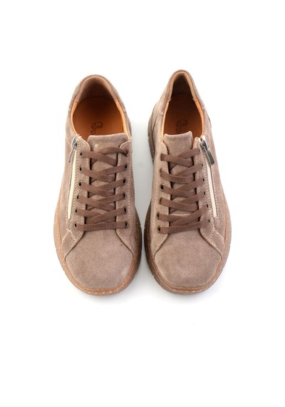 Bambi Kahve Süet Hakiki Deri Kadın Sneaker K01331200302
