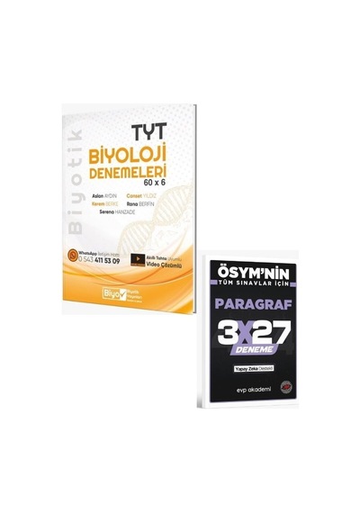 2027 Biyotik 2027 Tyt Biyoloji Biyotik 60 X 6 Denemeleri+ Evp Akademi Paragraf
