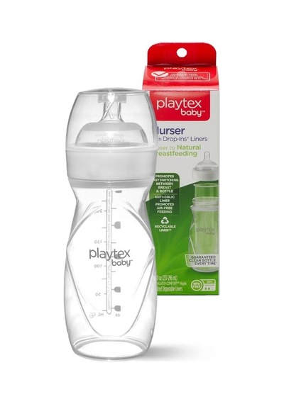Playtex Bebek Biberon & Liners Seti - 100% Anti-kolik, 236ml, 1 Adet Biberon & 5 Adet Sterilize Tek Kullanımlık Liners, 3+ Ay,