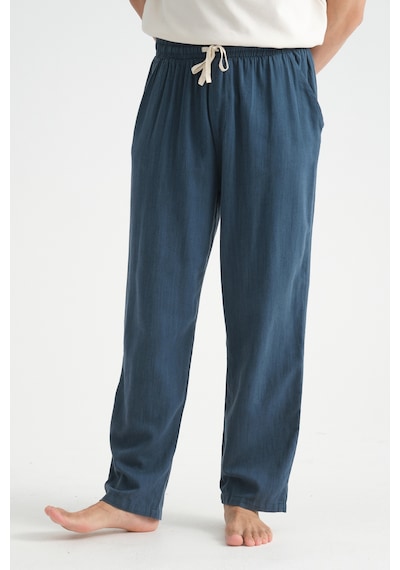 Redline Luxe Erkek Baggy Keten Karışımı Rahat Pantolon Bol Paça Yeni Sezon Lacivert