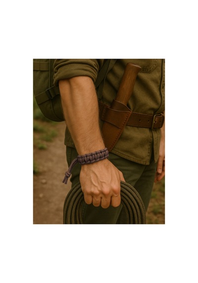 Taktik 3'lü Paracord Survival Bileklik Siyah-haki-kahverengi Çok Renkli