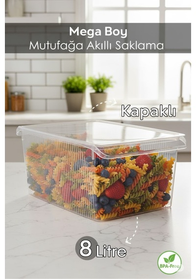 6'lı Kapaklı Buzdolabı Düzenleyici Organizer Sepet Seti - Dolap İçi Mutfak Saklama Kabı - 771619128 Diğer