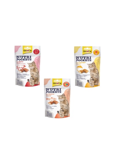 Gimcat Nutripockets Biftek + Malt  + Somonlu Kedi Ödülü 60 G